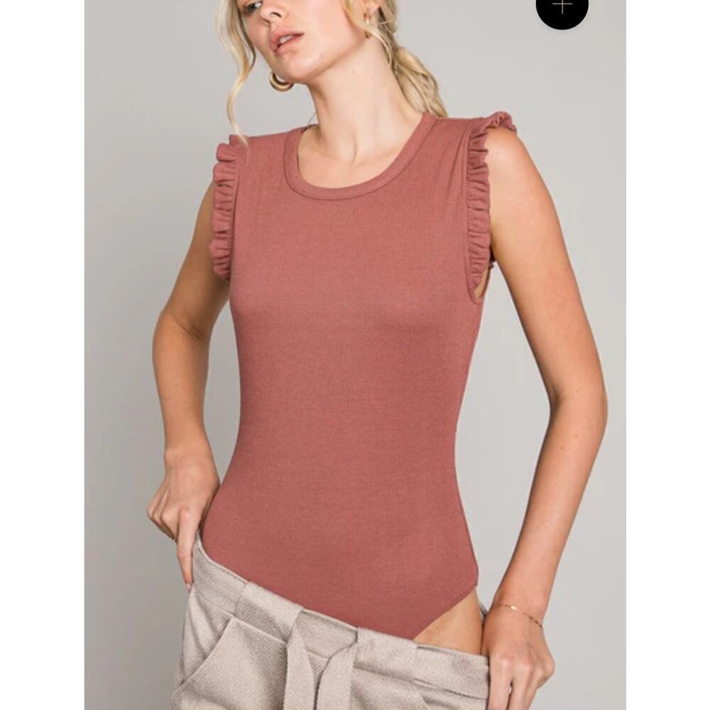 HEYSON Plus Size Ruffle Sleeved Ribbed Bodysuit 2X - Picture 5 of 6